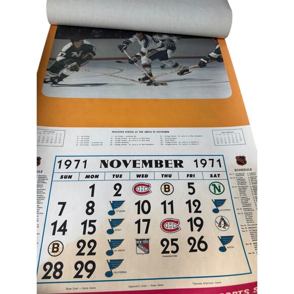 Vintage 1971-72 St. Louis Blues NHL Wall Calendar KMOX Radio Promo Hockey READ - Picture 10 of 13